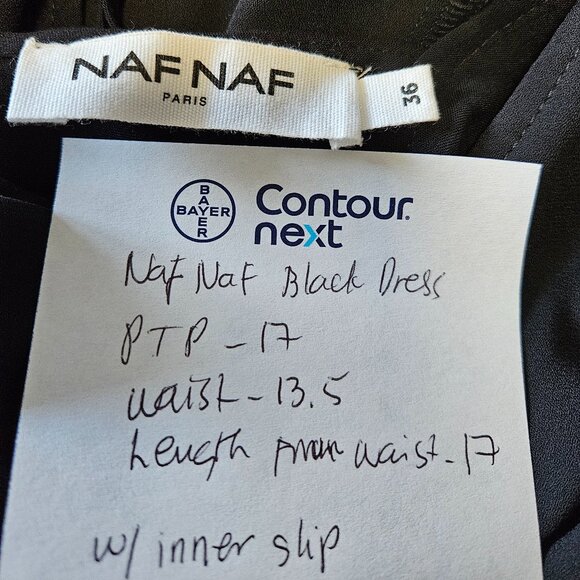 NAF NAF Paris Black dress longsleeves with ruffles detail Size 36 - Picture 10 of 15